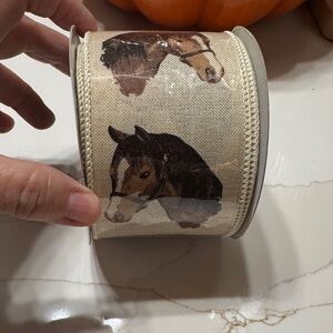 Decorative Horse Print Ribbon - Brown and Cream